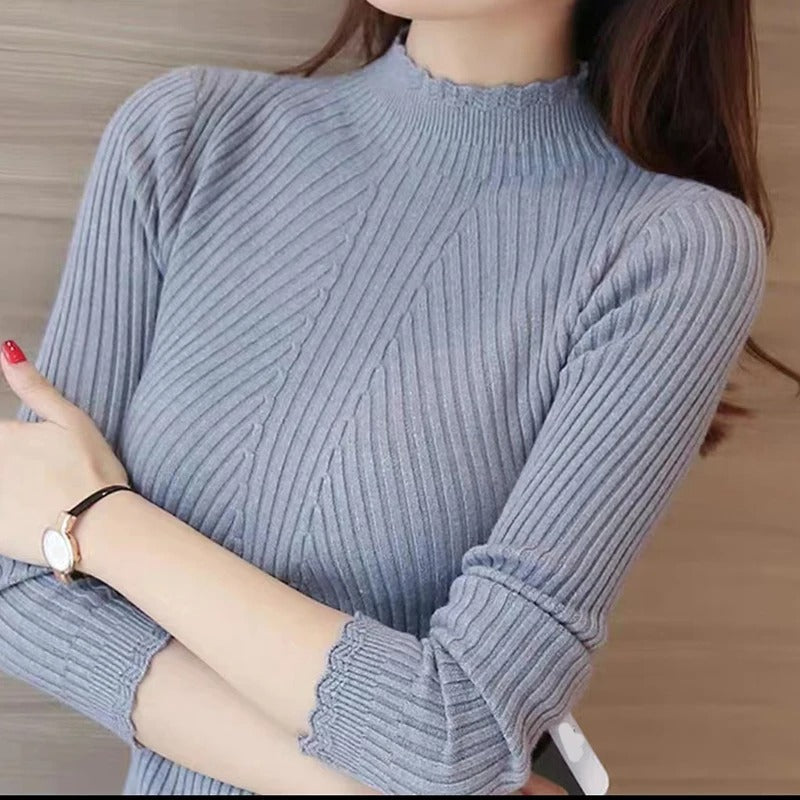 Nanci- sweat femme avec col haut et volants