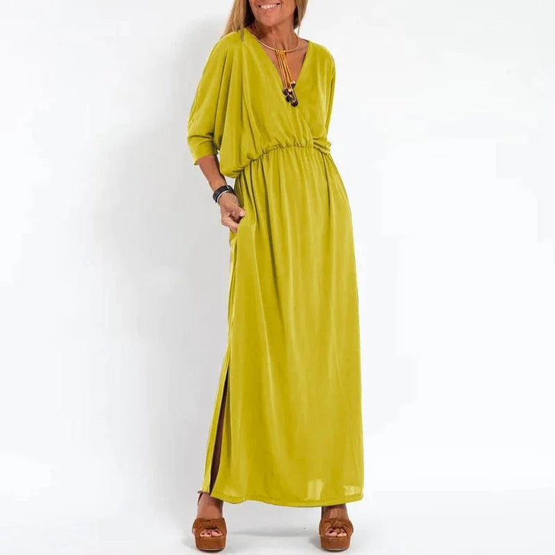 Robe longue à col en V