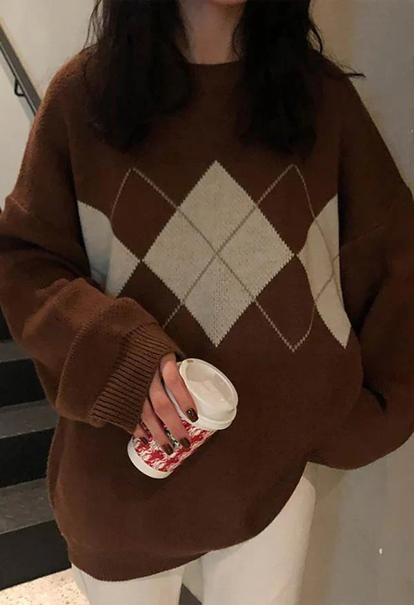 Pull douillet au motif argyle original