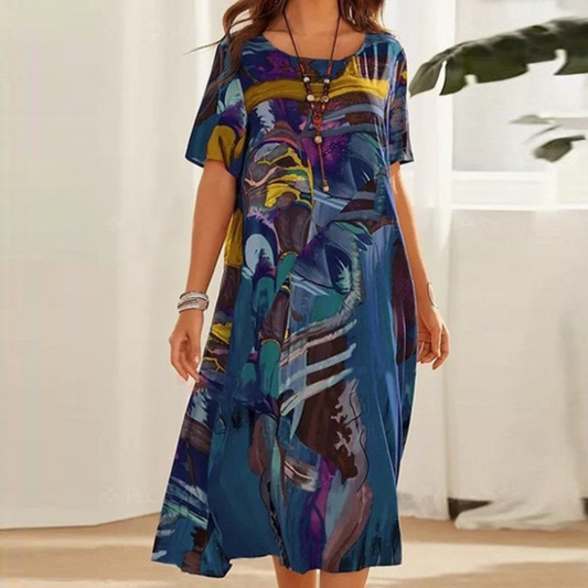 Robe midi d'été avec imprimé moderne