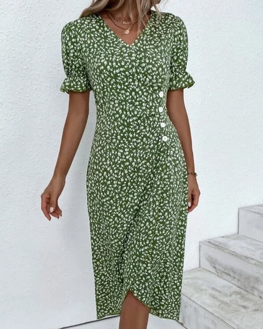 Robe à manches courtes à imprimé floral