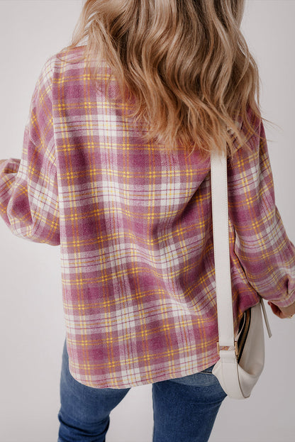 Jovelyn | Veste chemise à carreaux rose chic et décontractée