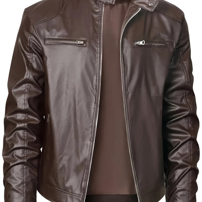 Ruben | Veste élégante en cuir PU avec blocs de couleur et fermeture à glissière multiple
