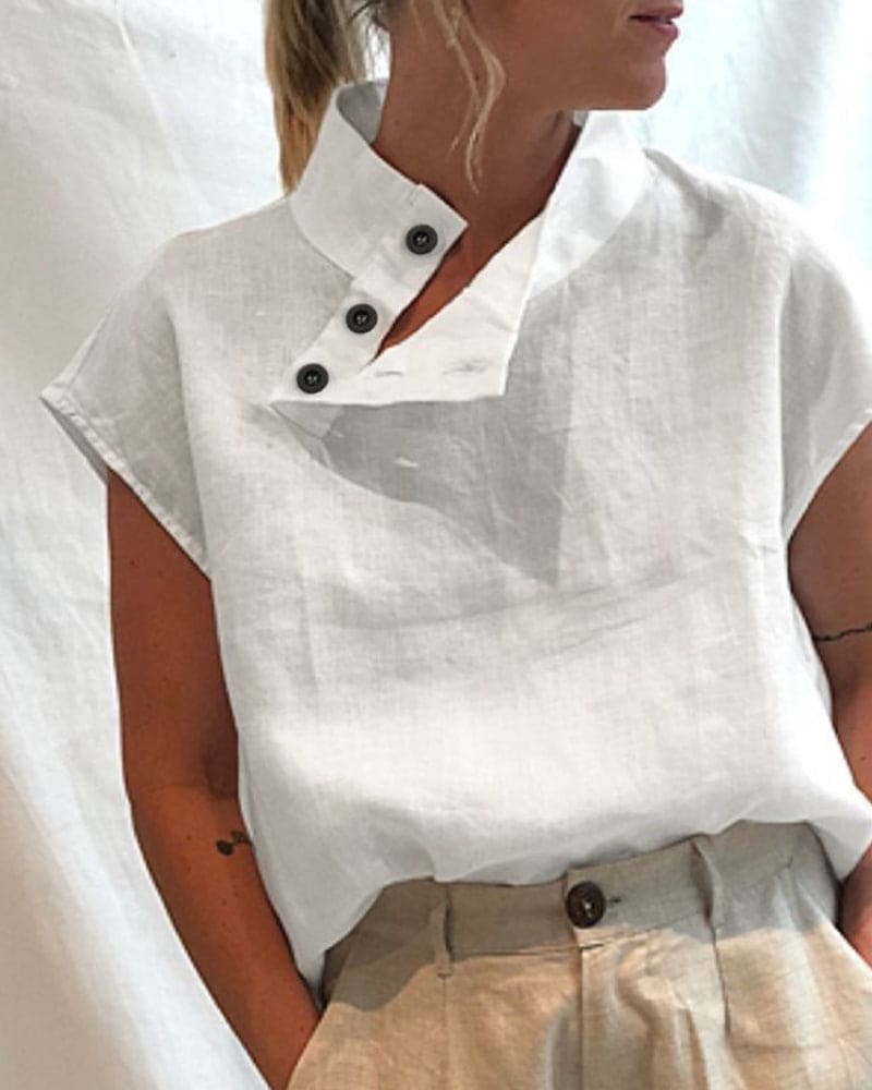 Shalia Blouse | Blouse en lin à manches courtes