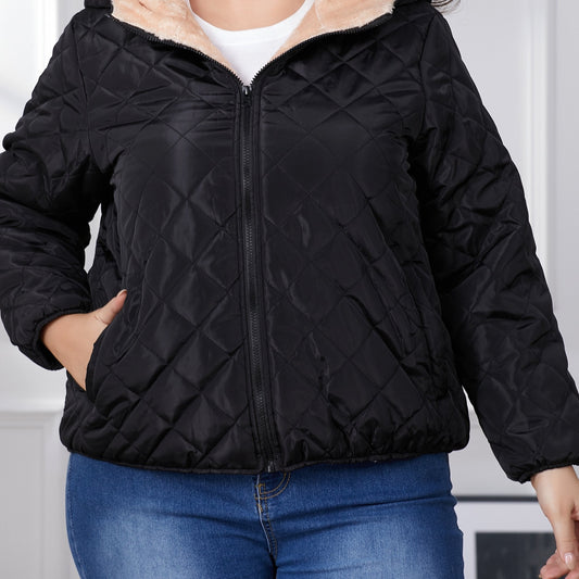 Lara | Veste matelassée à capuche de grande taille avec blocs de couleur