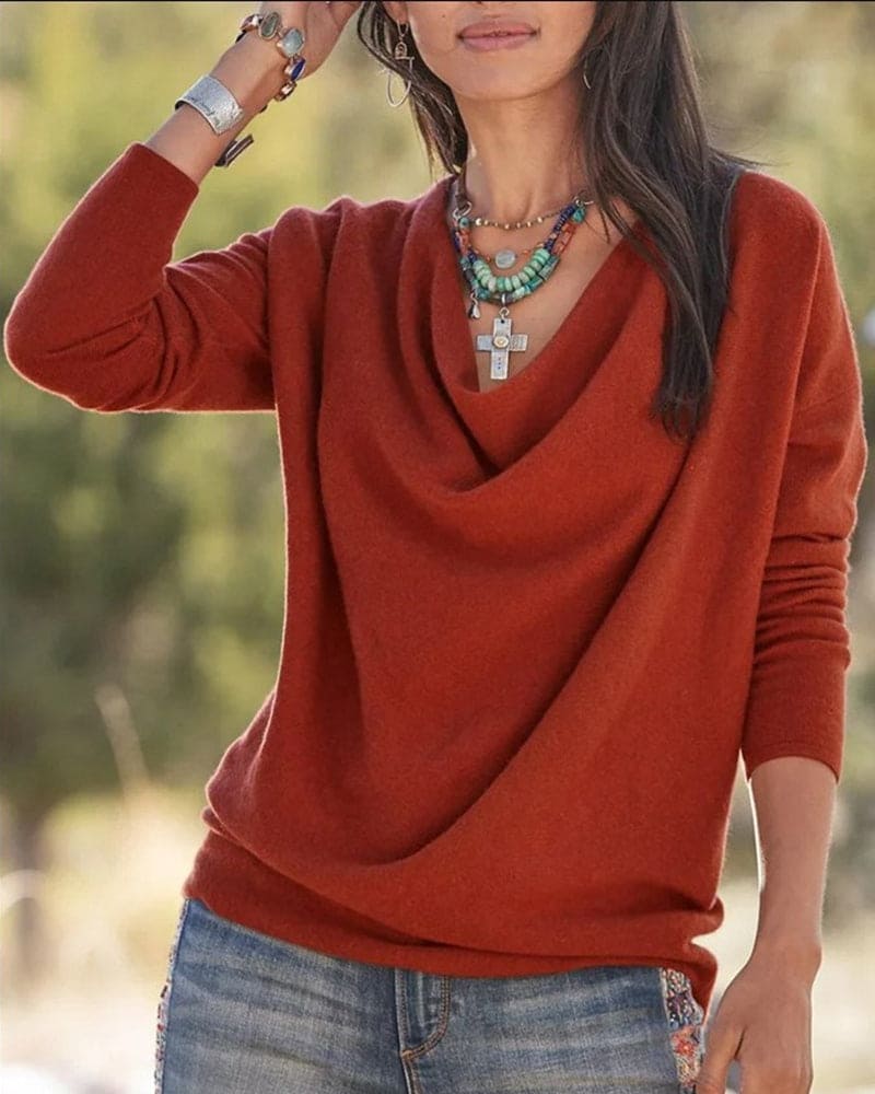 Vestra Sweater | Loose Neck Casual Knitted Sweater