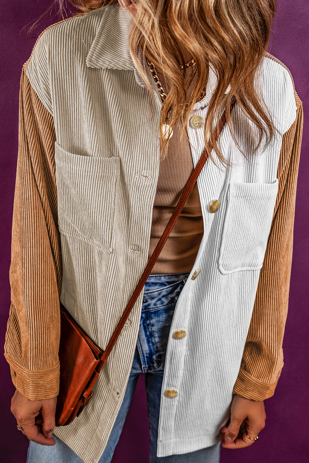 Madoka | Veste classique en velours côtelé surdimensionné multicolore