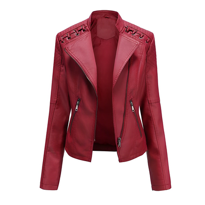 Veste en cuir PU avec fermeture éclair