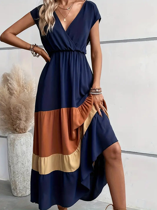 Edna - Robe plissée avec blocs de couleur