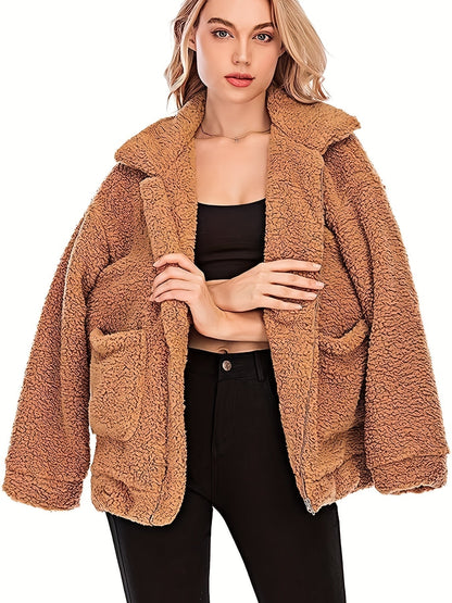 Yessenia - manteau teddy zippé élégant
