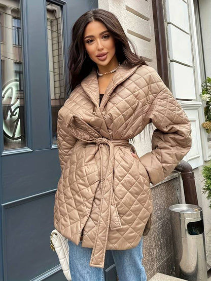 Veste midi à col en V pour femmes