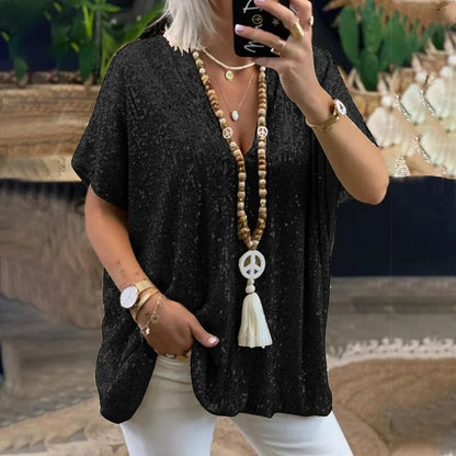 Wendy Bloes | Blouse à paillettes à col V