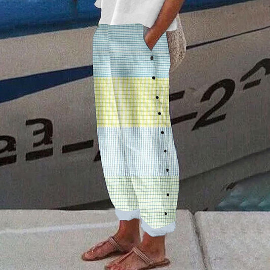 Pantalon bleu décontracté avec poches latérales