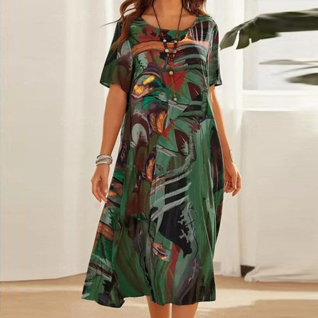 Robe midi d'été avec imprimé moderne