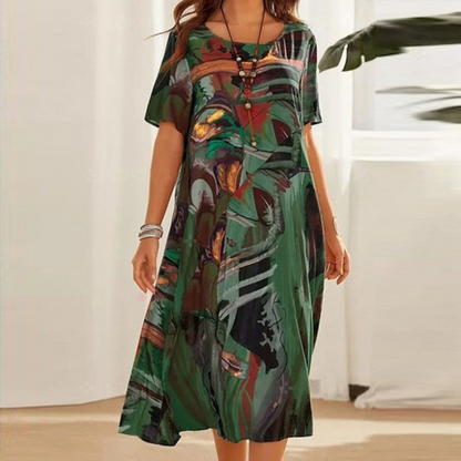 Robe midi d'été avec imprimé moderne