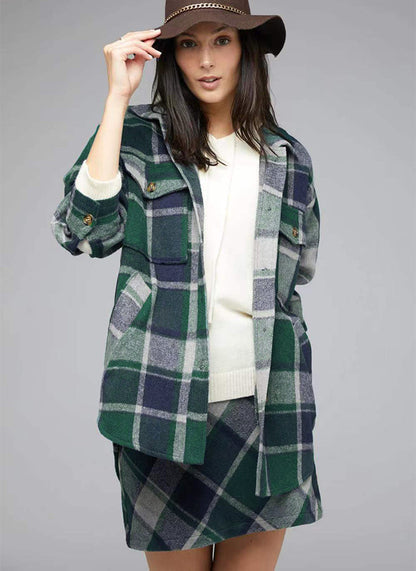 Plaid Charm Veste t-shirt surdimensionnée pour femme