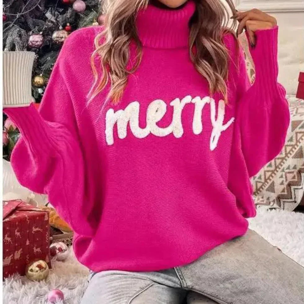 Emerie - pull festif chaud à col roulé pour femme