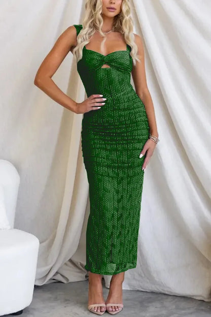 Robe longue en tulle plissé