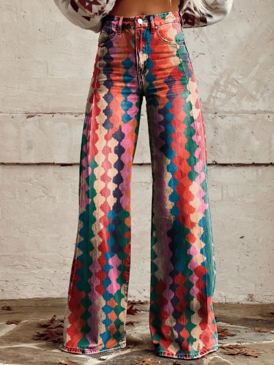 Pantalon rétro imprimé pour femmes