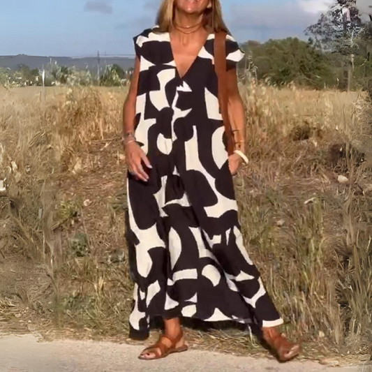ROBE IMPRIMÉE À ENCOLURE EN V