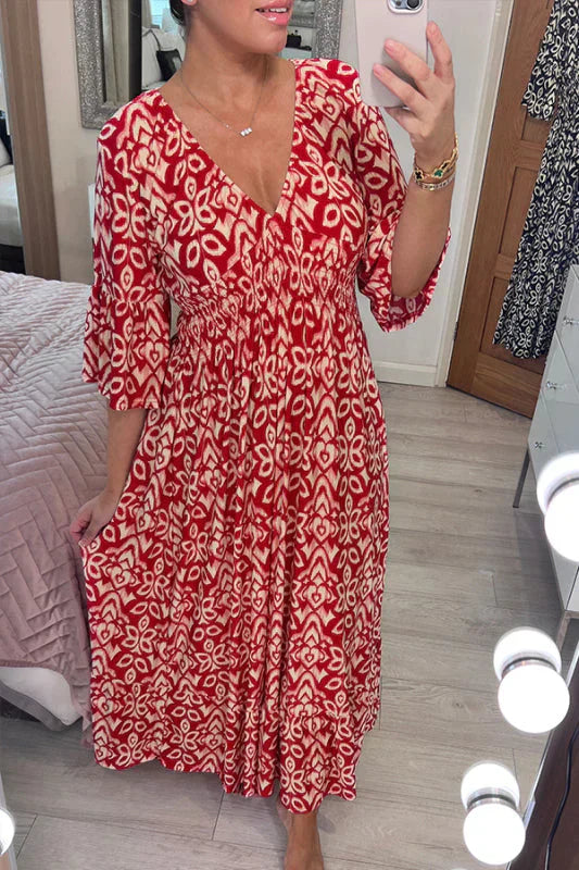 Flora - Robe à fleurs décontractée avec décolleté en V