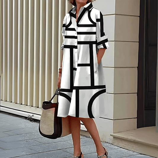 Robe chemise pour femme à imprimé géométrique