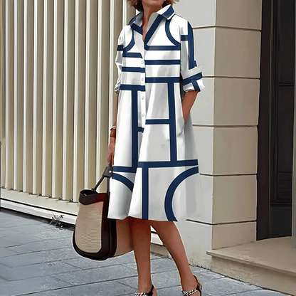 Robe chemise pour femme à imprimé géométrique
