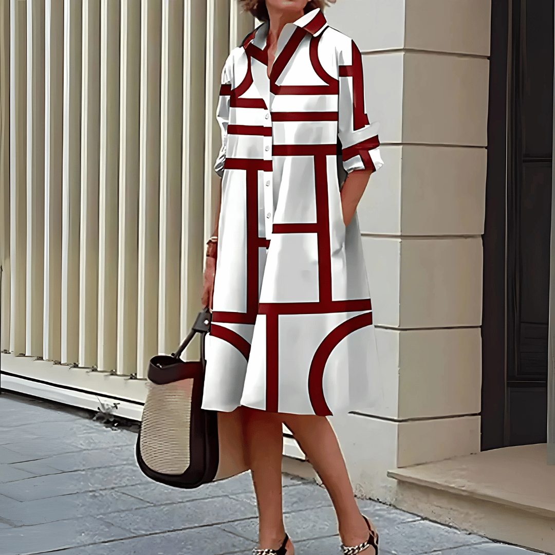 Robe chemise pour femme à imprimé géométrique