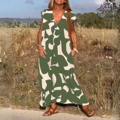 ROBE IMPRIMÉE À ENCOLURE EN V