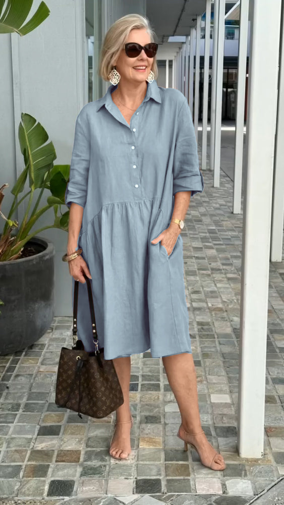 Nouvelle robe décontractée en lin et coton pour femmes