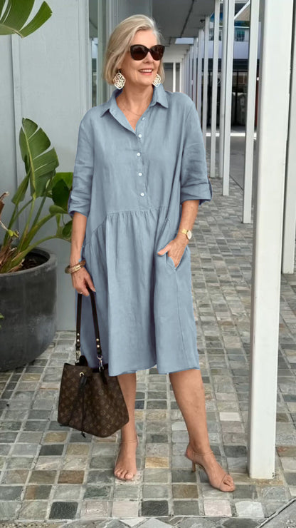 Nouvelle robe décontractée en lin et coton pour femmes