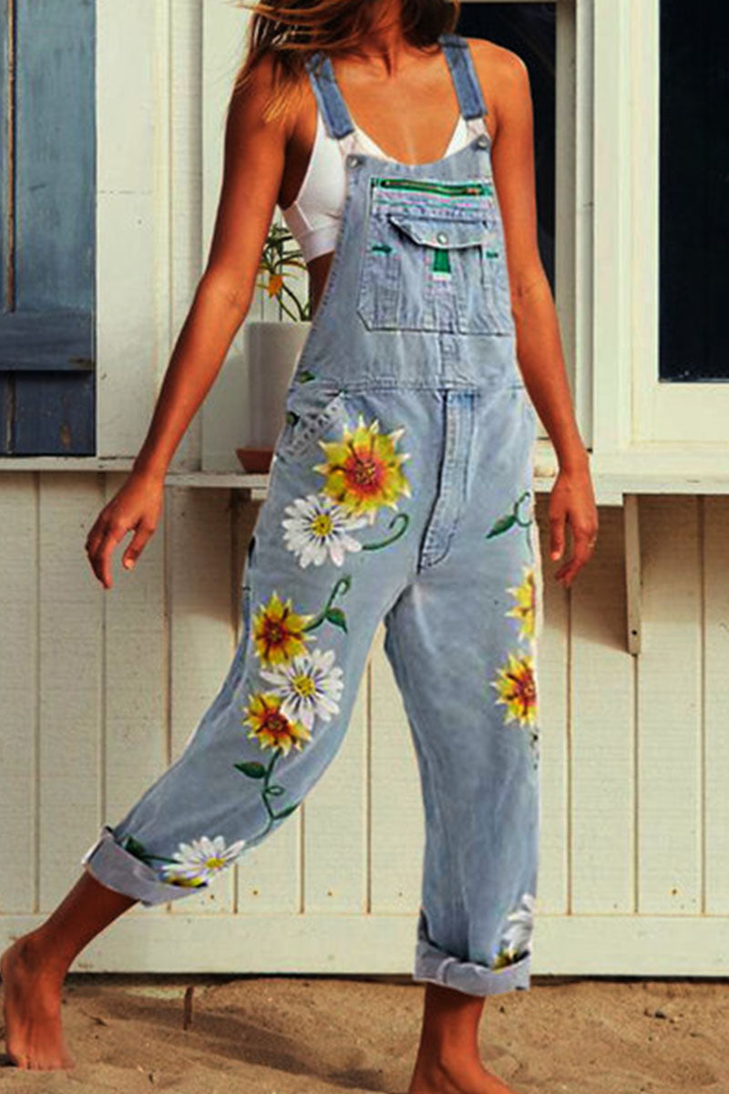 Fashion - Combinaisons en denim amples à imprimé décontracté (3 couleurs)