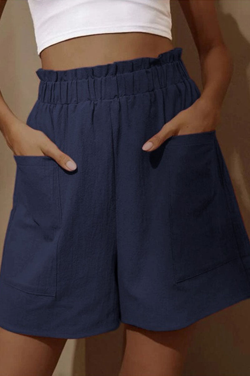 - Mode décontracté sac solide pantalon large à taille haute