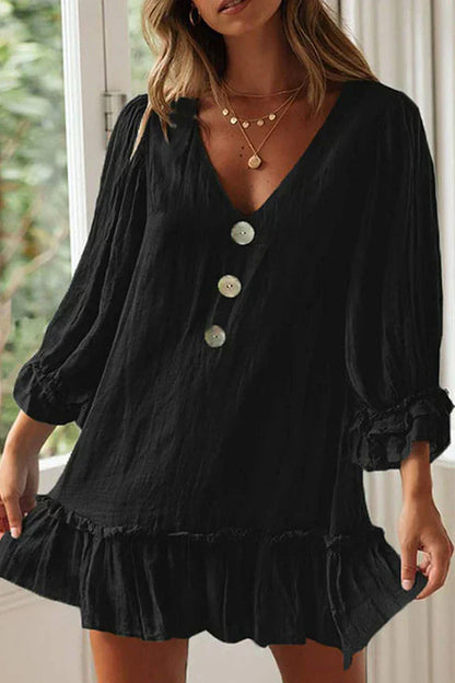 Robe boutonnée avec encolure en V