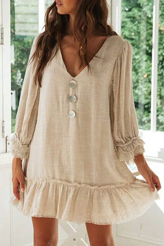 Robe boutonnée avec encolure en V