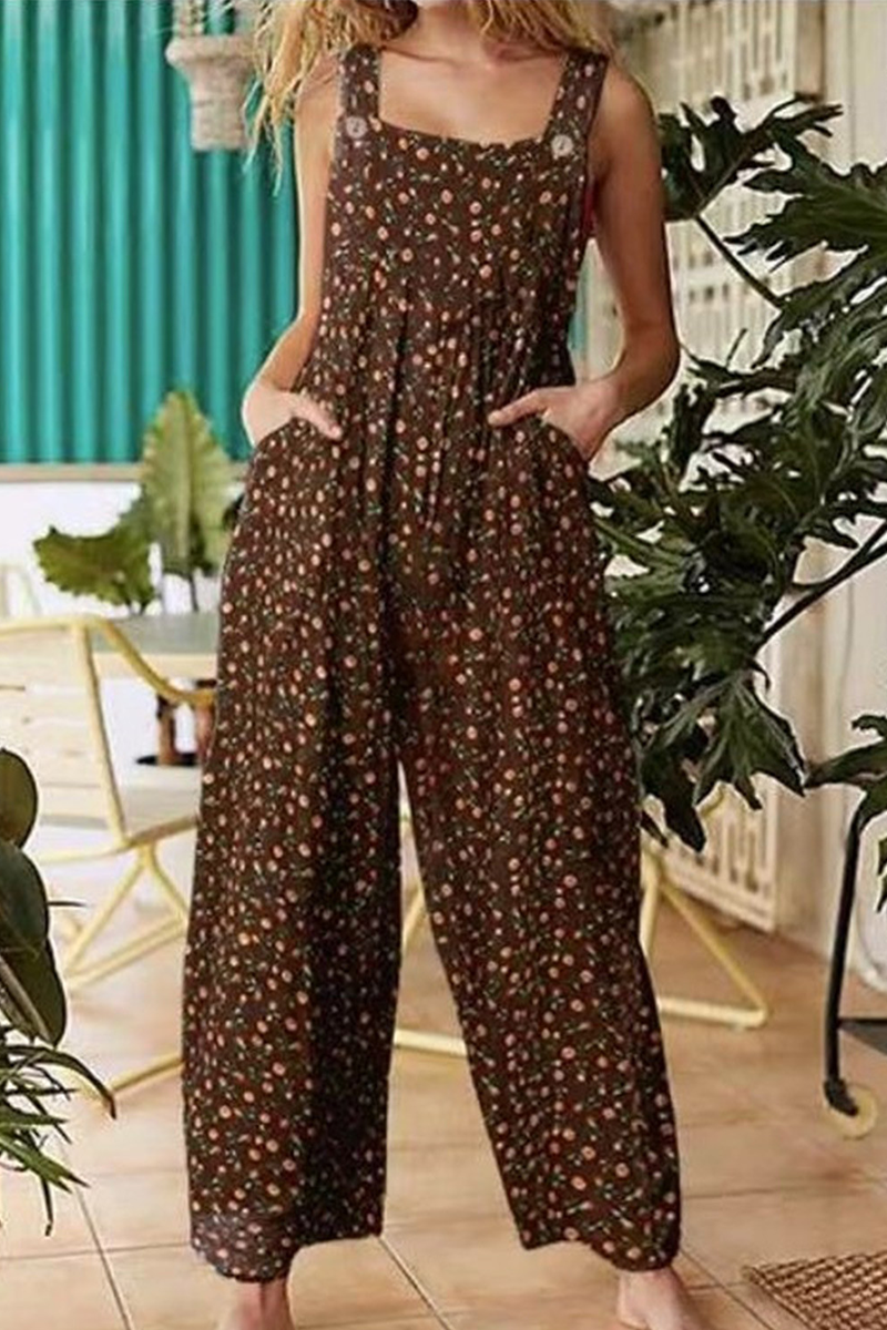 Casual - Combinaisons à col carré et à pochettes avec motif floral