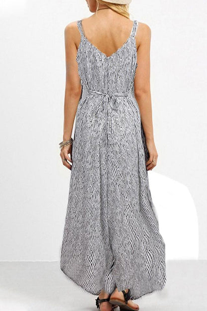 Fashion Casual Striped Patchwork Spaghetti Strap Loose Jumpsuits (Combinaisons à bretelles spaghetti)