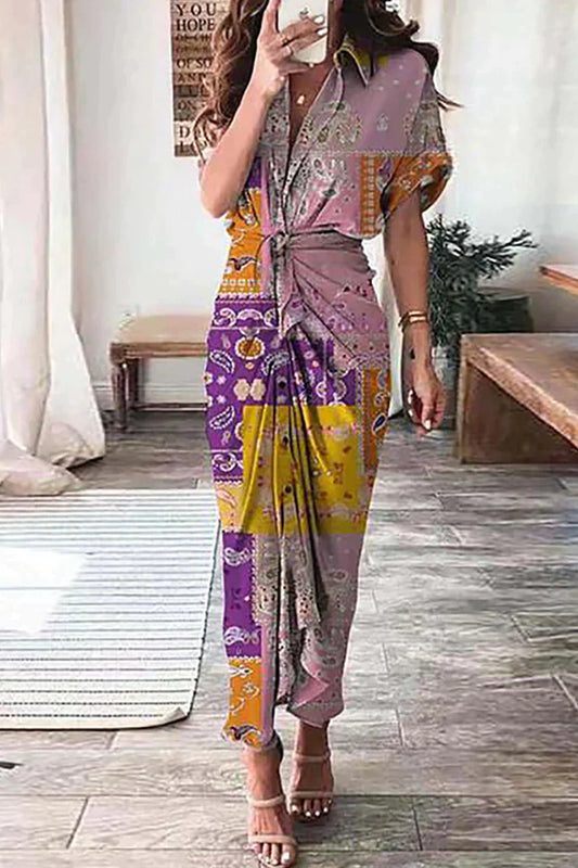 Joahann - Robes élégantes imprimées avec boucle de frénateur et coupe crayon
