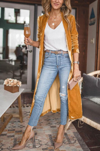 Kamila - manteau long en velours élégant