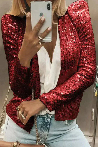 Vêtements d'extérieur à paillettes pour femmes