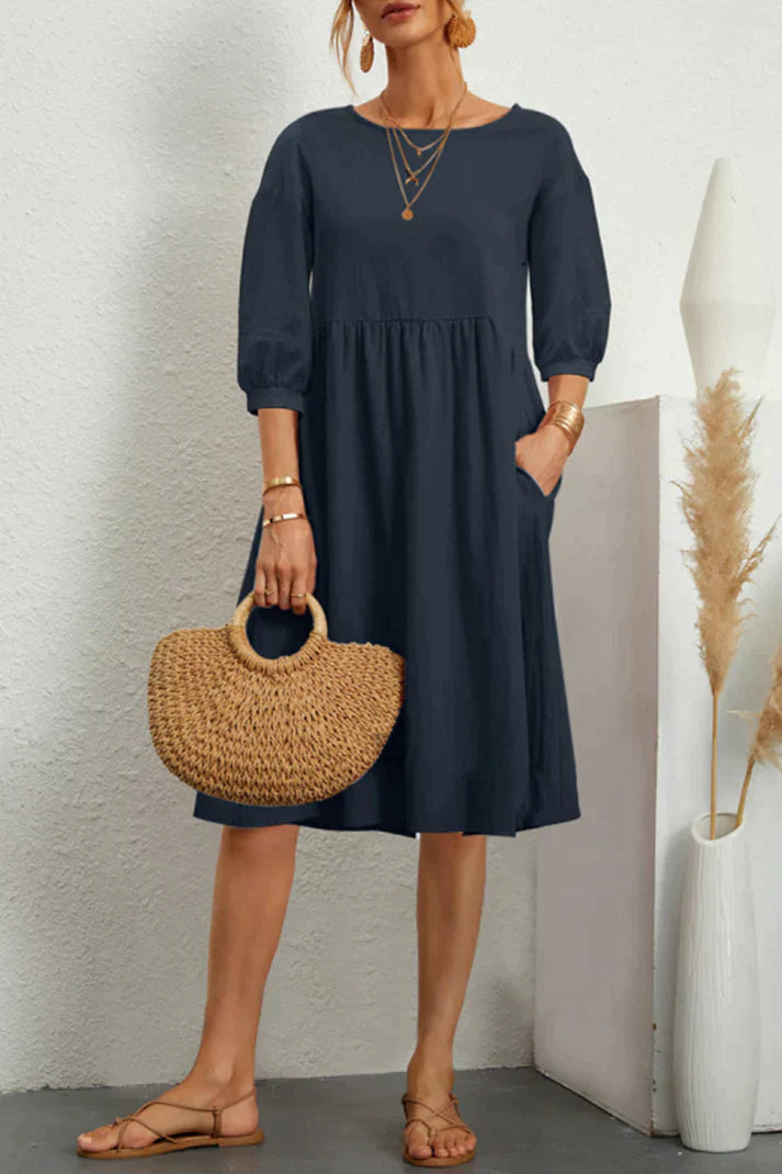 Kiara - Robe mi-longue décontractée à manches 3/4