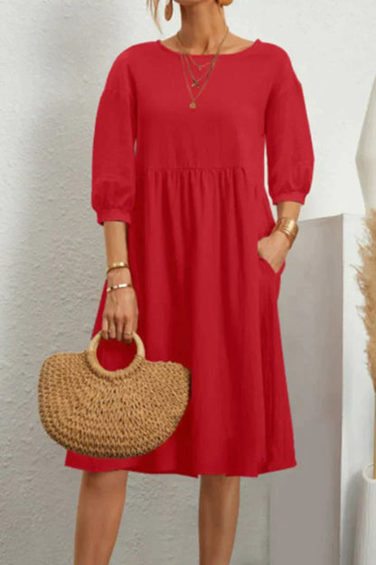 Kiara - Robe mi-longue décontractée à manches 3/4