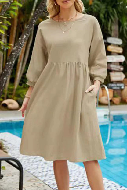 Kiara - Robe mi-longue décontractée à manches 3/4