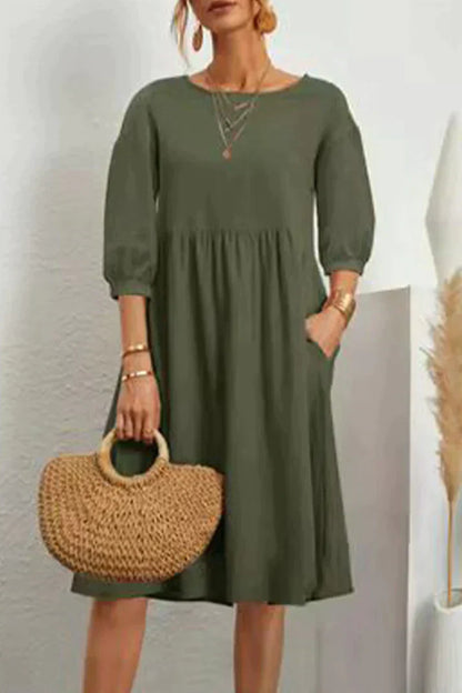 Kiara - Robe mi-longue décontractée à manches 3/4