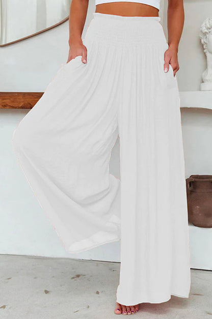 Casual everyday solid pocket folding loose high waist wide leg short plain colour (3 couleurs)