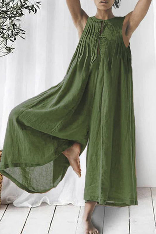 Casual Holiday Plain Neck Loose Jumpsuits (combinaisons amples à encolure unie pour les vacances)