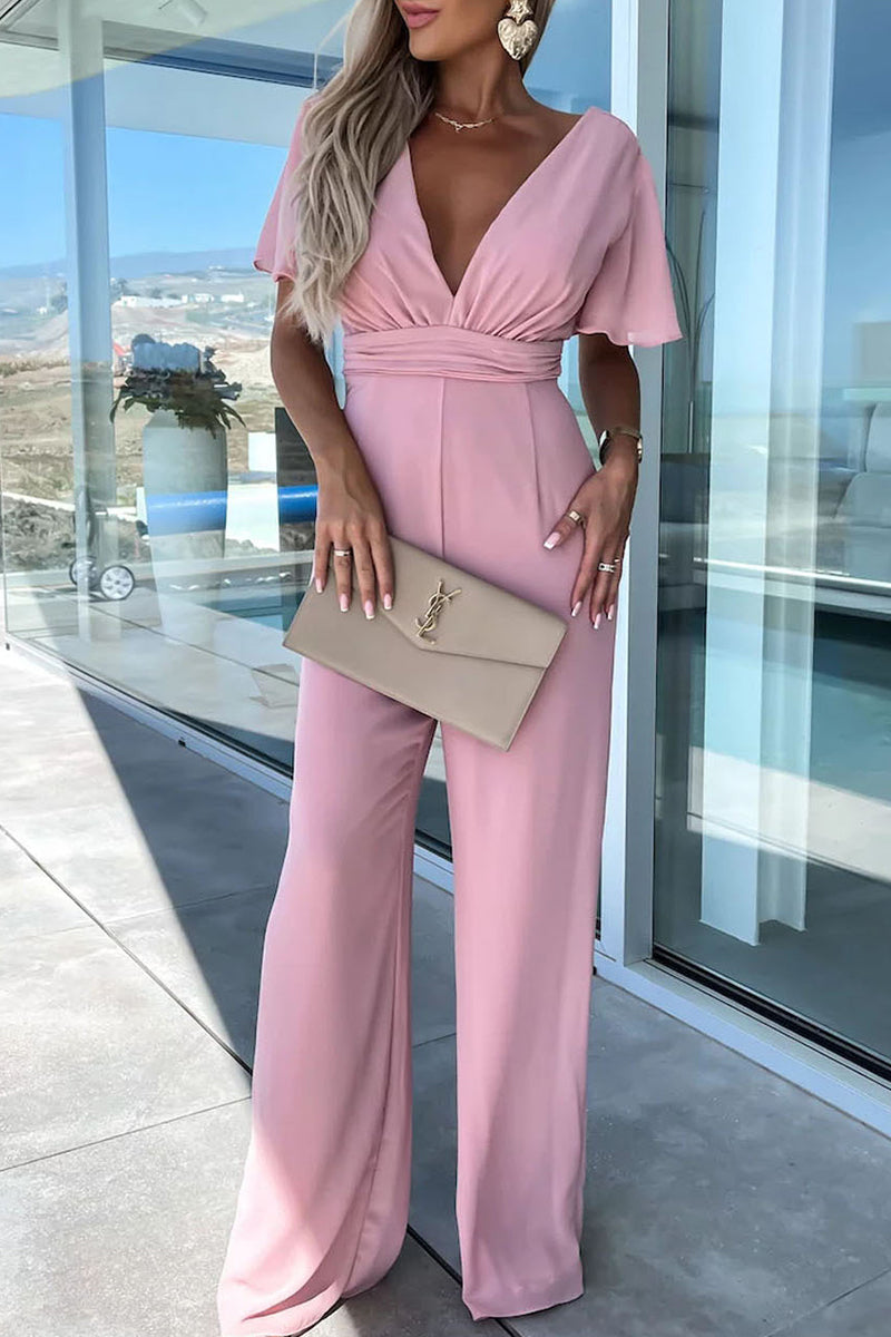 Elegant Plain Neck Regular Jumpsuits (Combinaisons régulières à col plat)