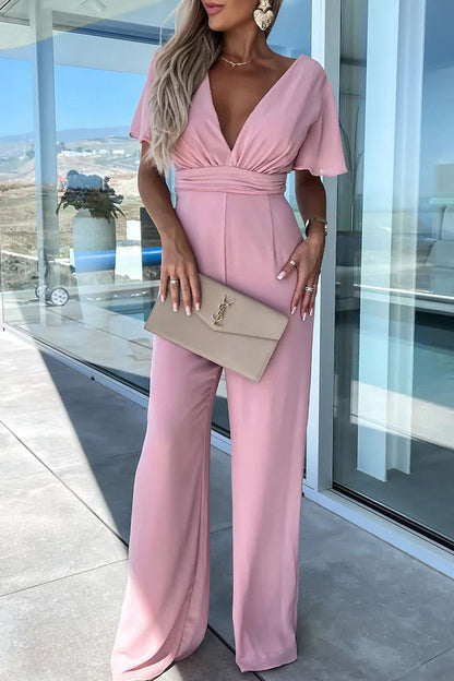 Elegant Plain Neck Regular Jumpsuits (Combinaisons régulières à col plat)