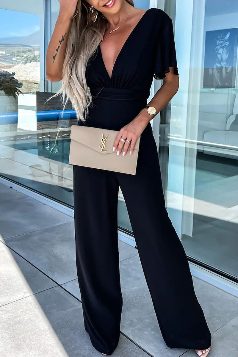 Elegant Plain Neck Regular Jumpsuits (Combinaisons régulières à col plat)