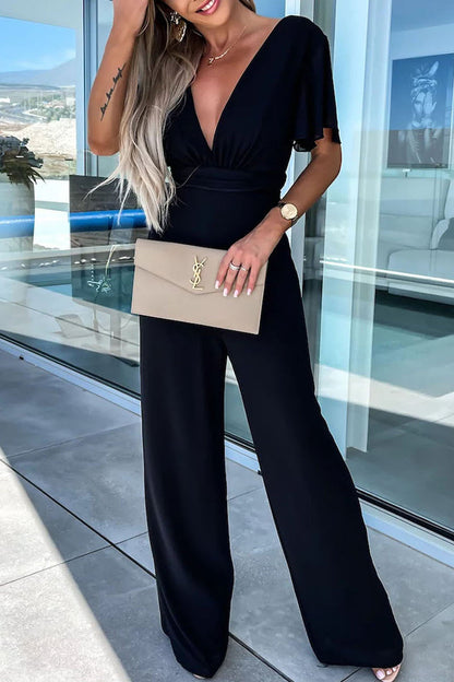 Elegant Plain Neck Regular Jumpsuits (Combinaisons régulières à col plat)
